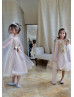 Beaded Champagne Lace Tulle Flower Girl Dress With Shawl